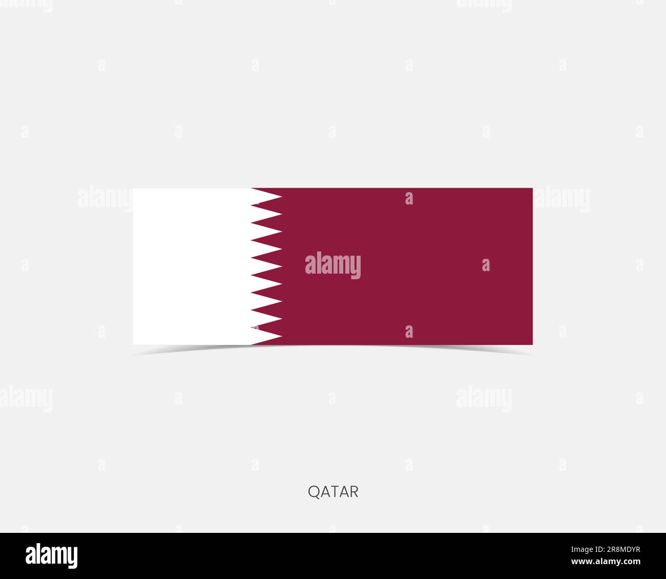 Qatar Rectangle flag icon with shadow. Stock Vector