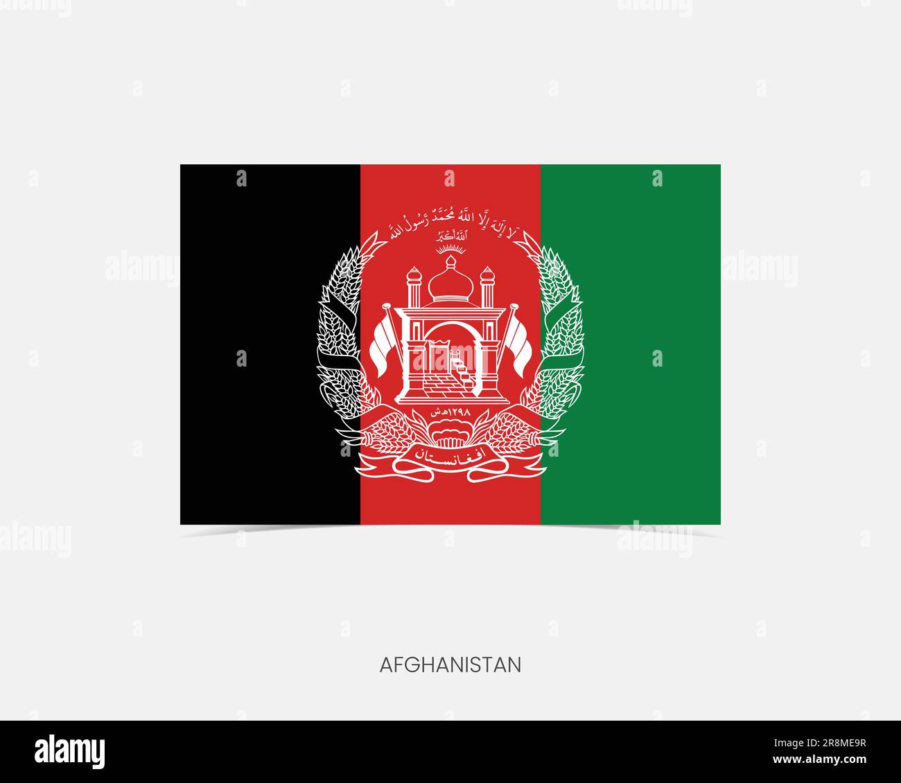 Afghanistan Rectangle flag icon with shadow. Stock Vector