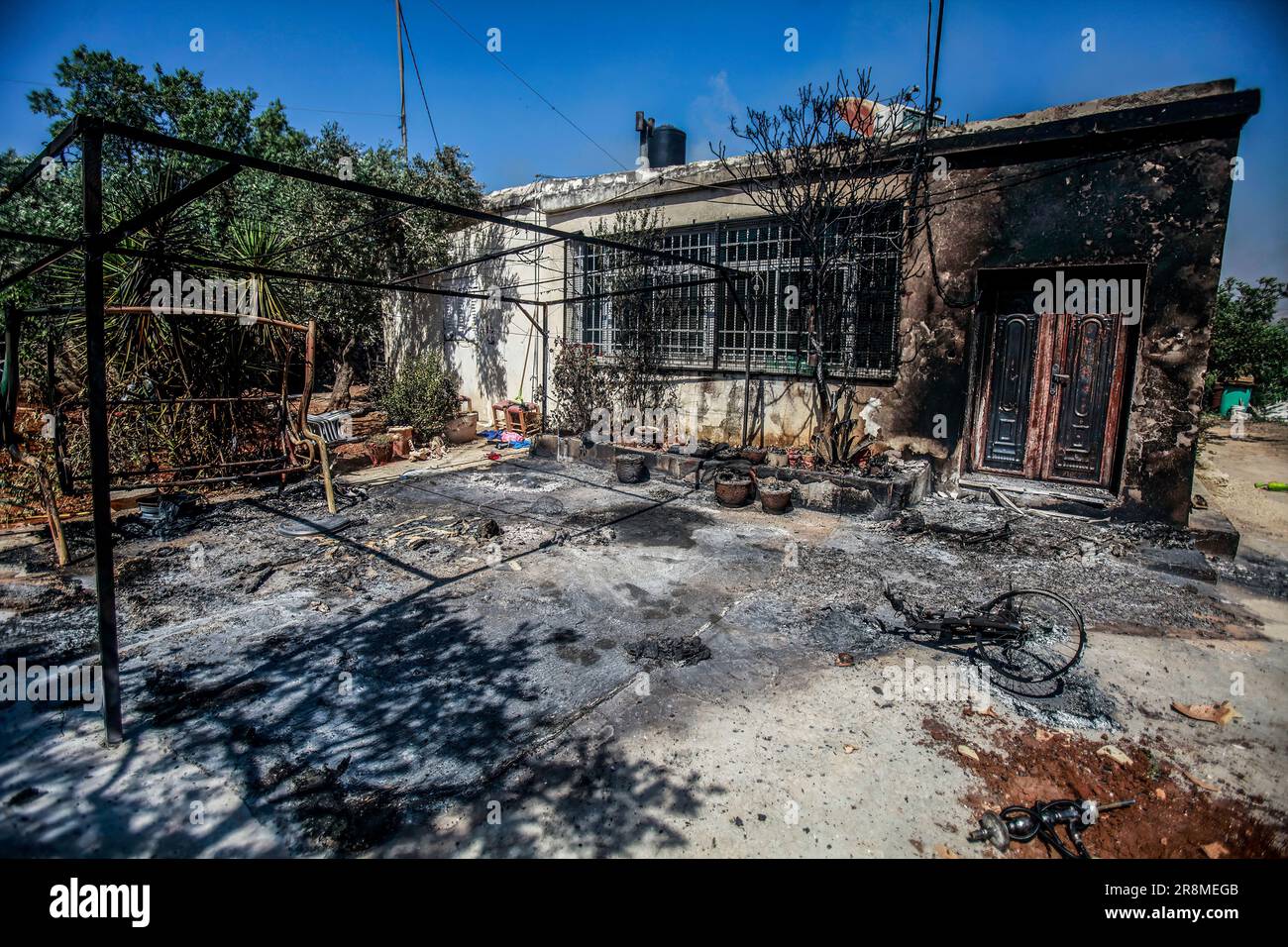 Ramallah, Palestine. 21st June, 2023. A view of burnt Palestinian house