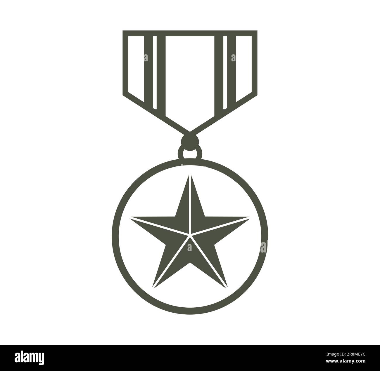 black icon military medal. flat vector illustration. Stock Vector