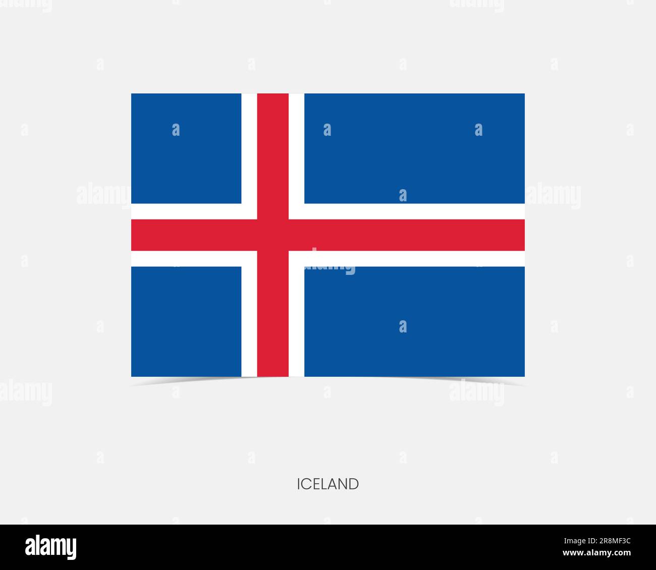 Iceland Rectangle flag icon with shadow. Stock Vector