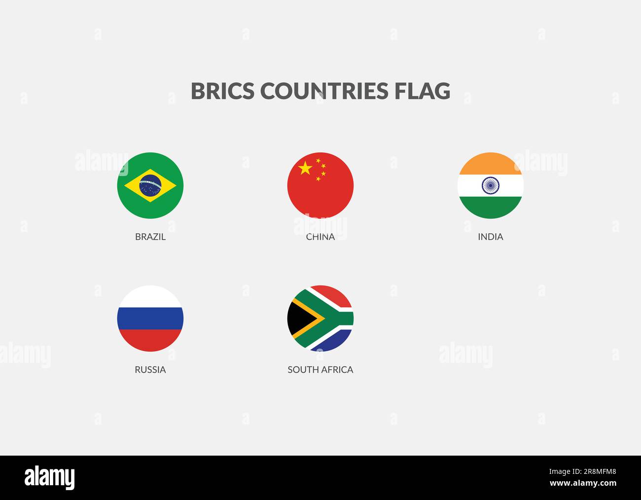 Brics countries flag icons collection Stock Vector