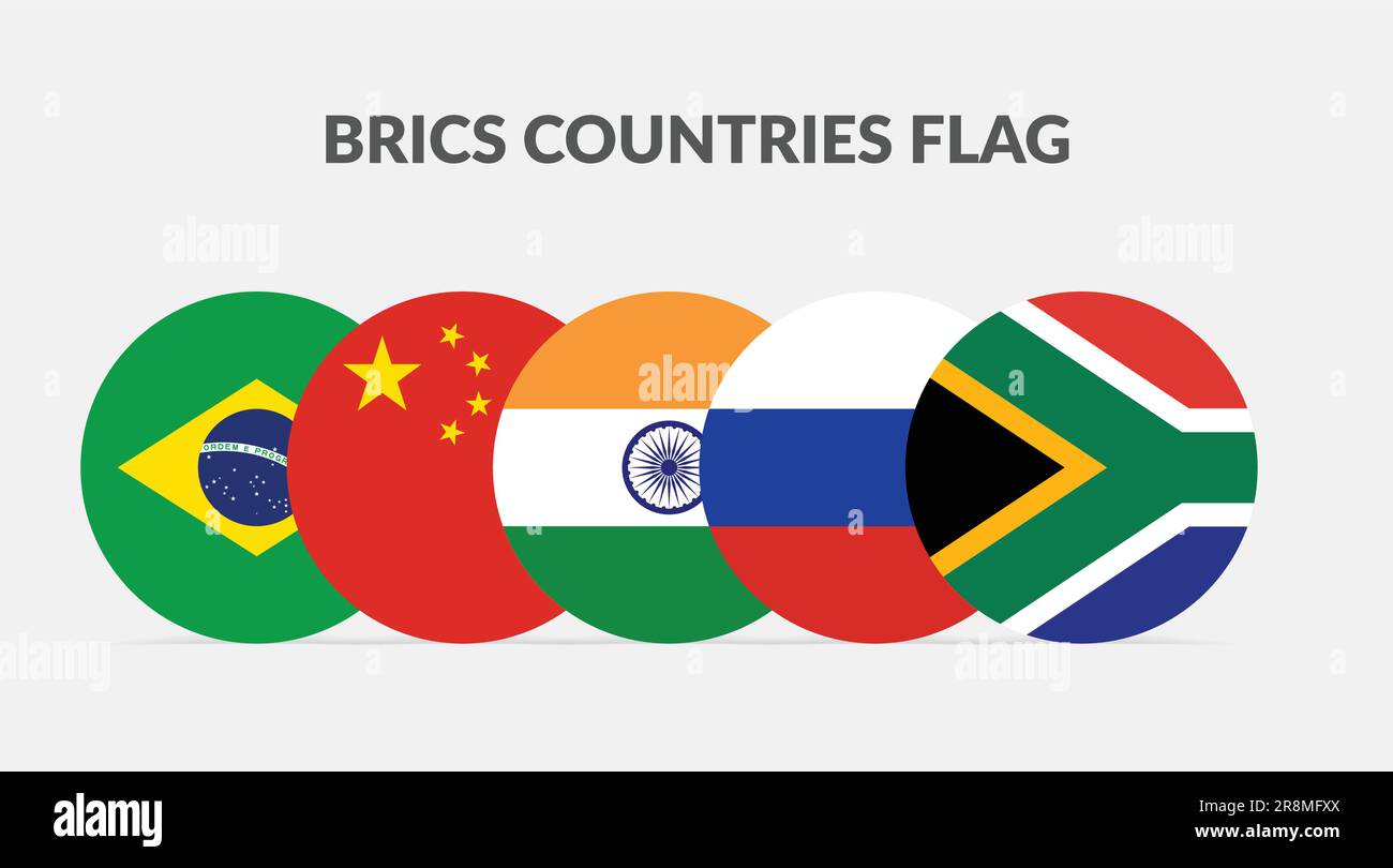 Brics countries flag icons collection Stock Vector