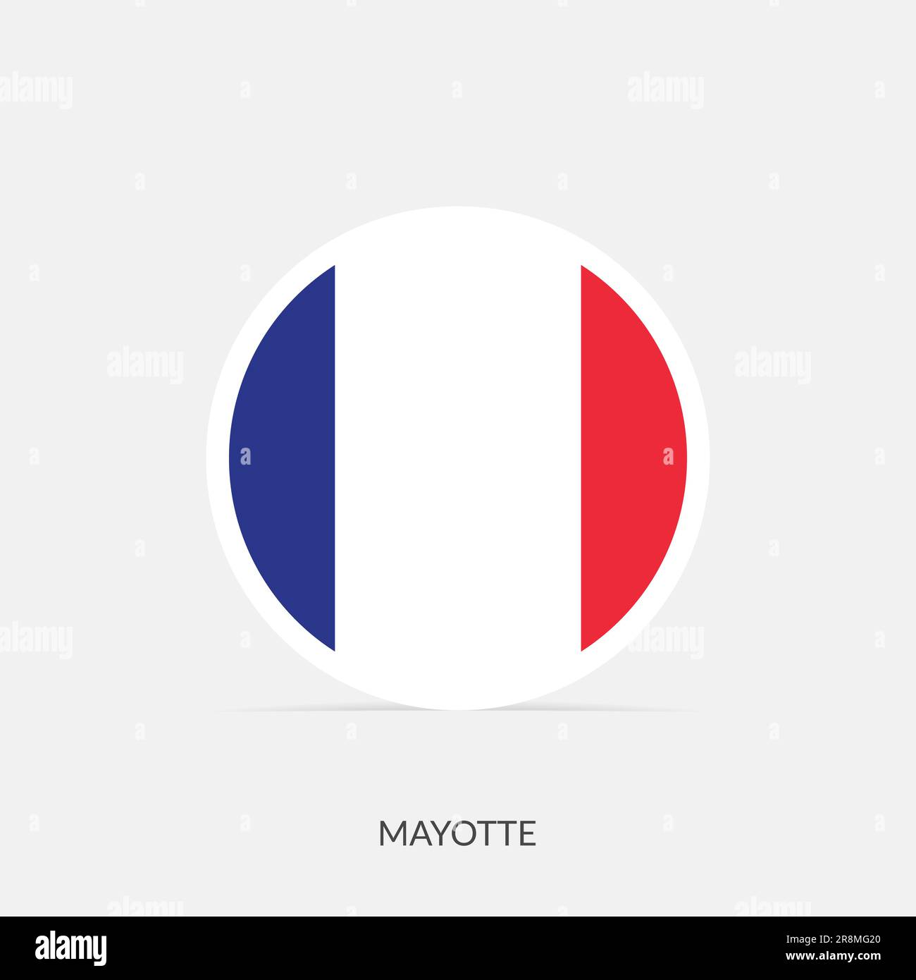 Mayotte round flag icon with shadow. Stock Vector