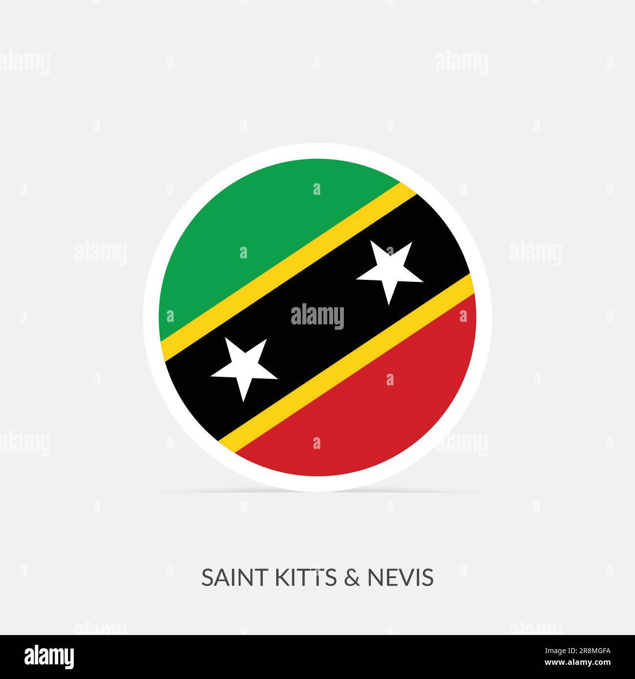 Saint Kitts & Nevis round flag icon with shadow Stock Vector Image ...