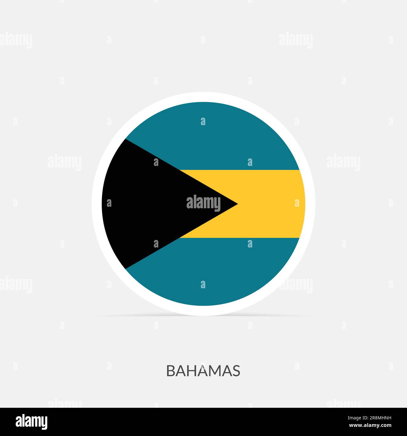 Bahamas round flag icon with shadow. Stock Vector