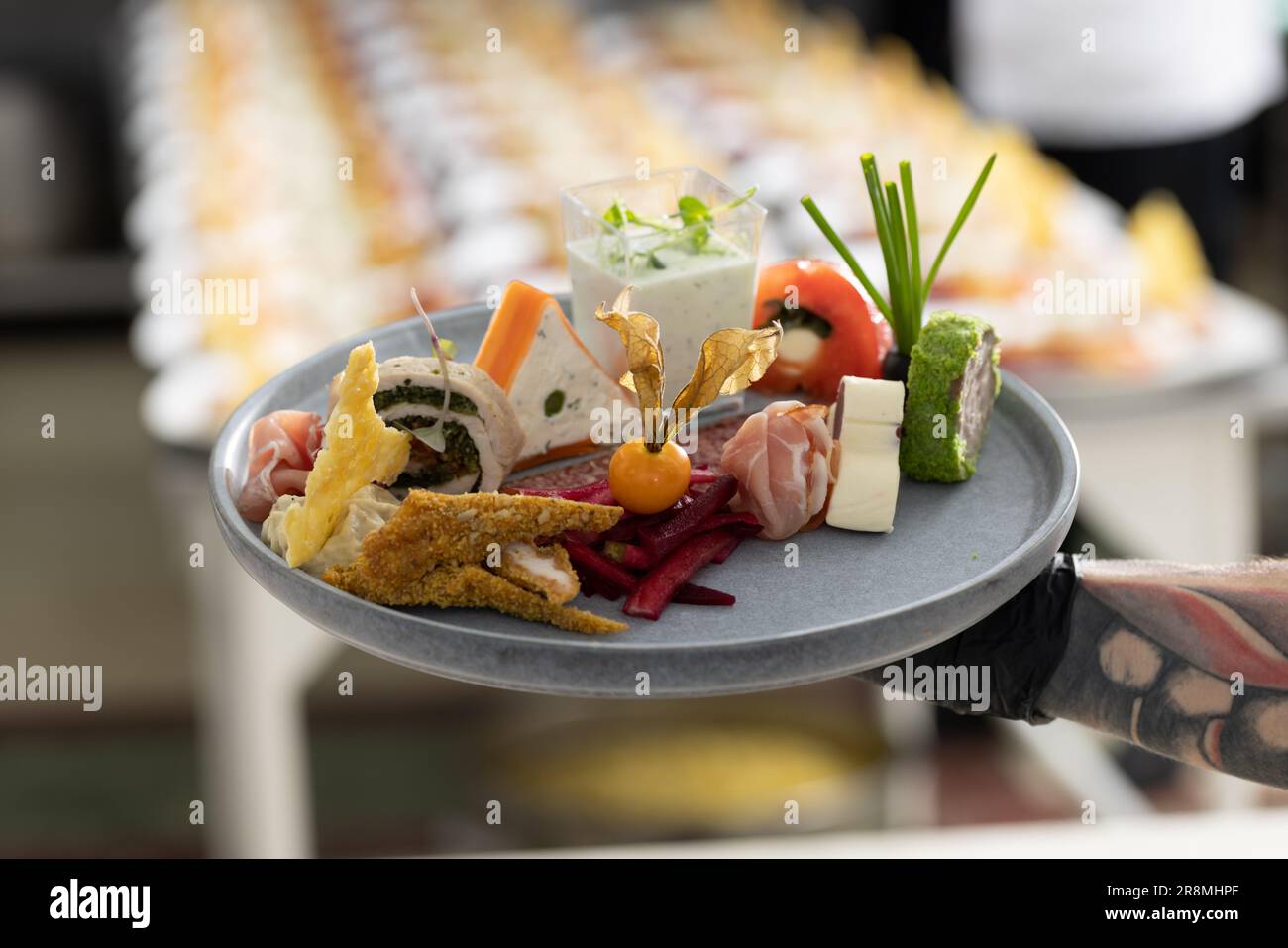 Wedding event food, appetizer on plate. Luxury food Stock Photo Alamy