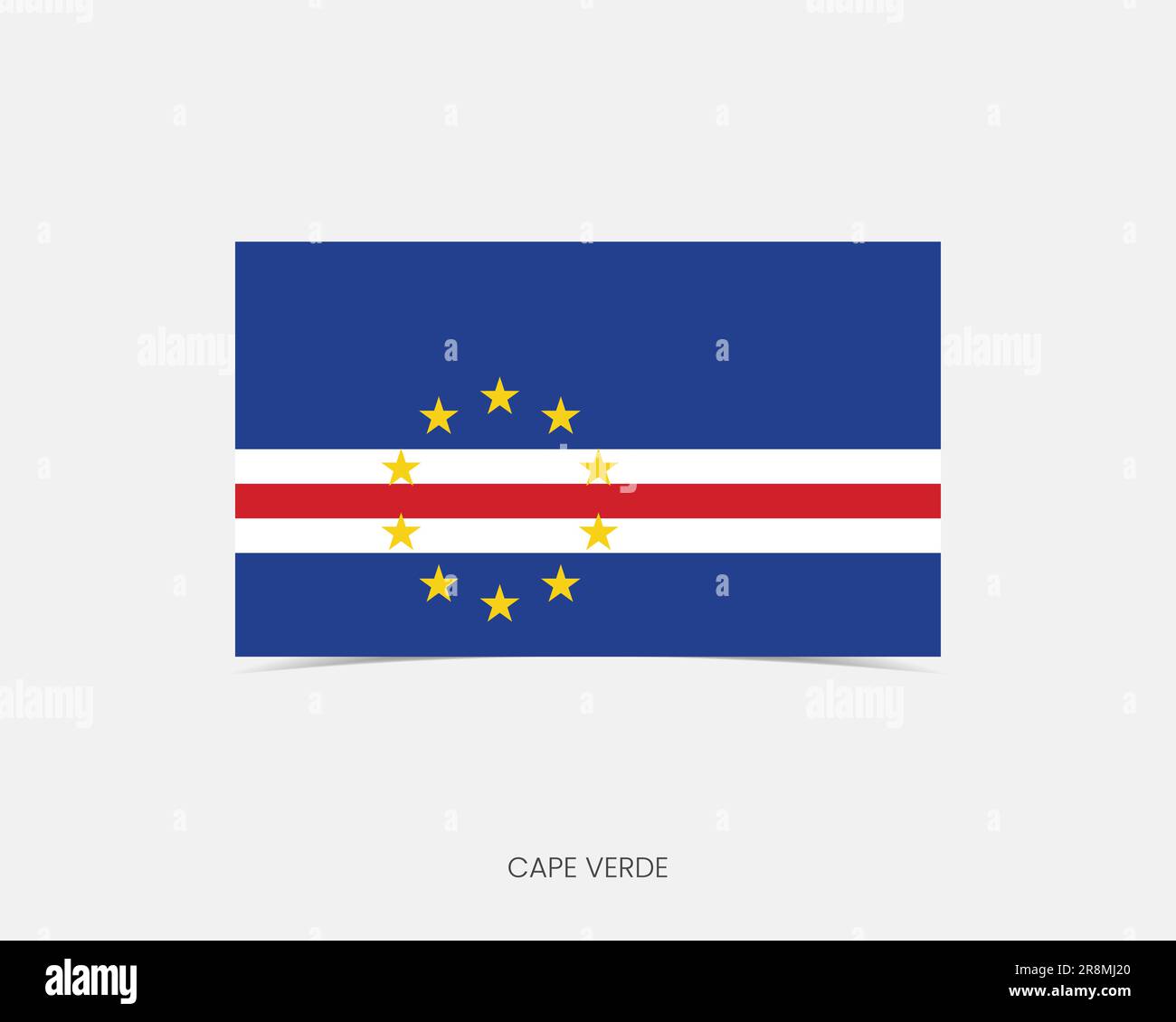 Cape Verde Rectangle flag icon with shadow. Stock Vector