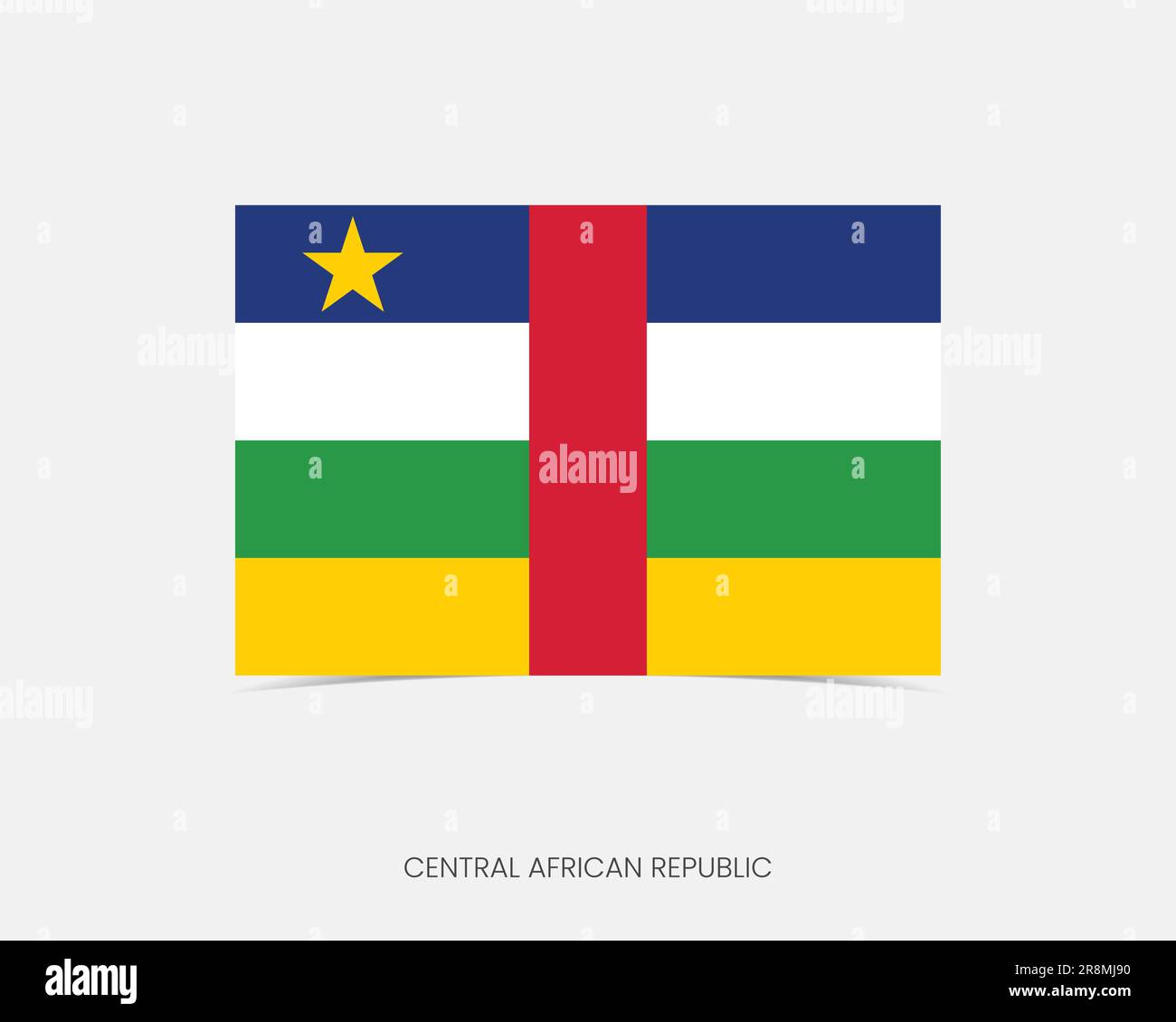 Central African Republic Rectangle Flag Icon With Shadow Stock Vector