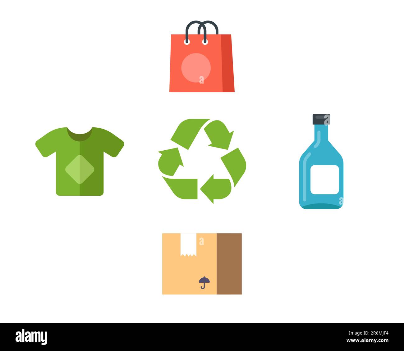 biodegradable goods for recycling. flat vector illustration Stock ...