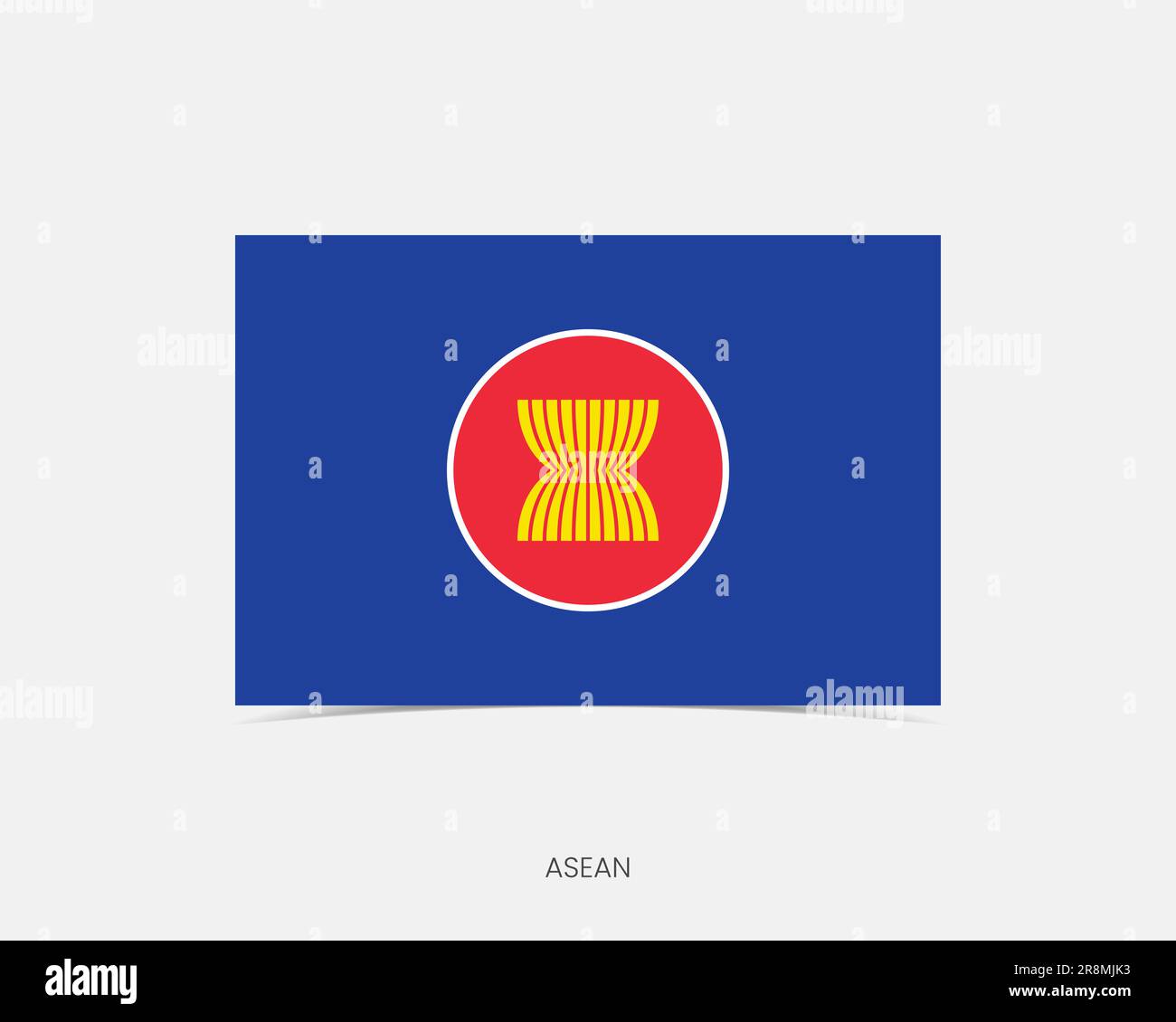 ASEAN Rectangle flag icon with shadow. Stock Vector