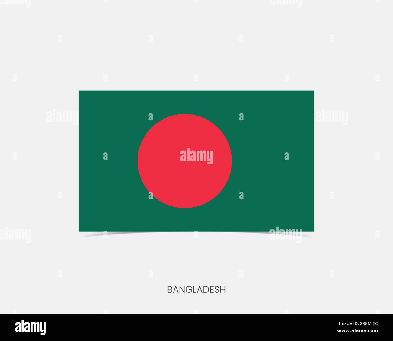 Bangladesh Rectangle flag icon with shadow. Stock Vector