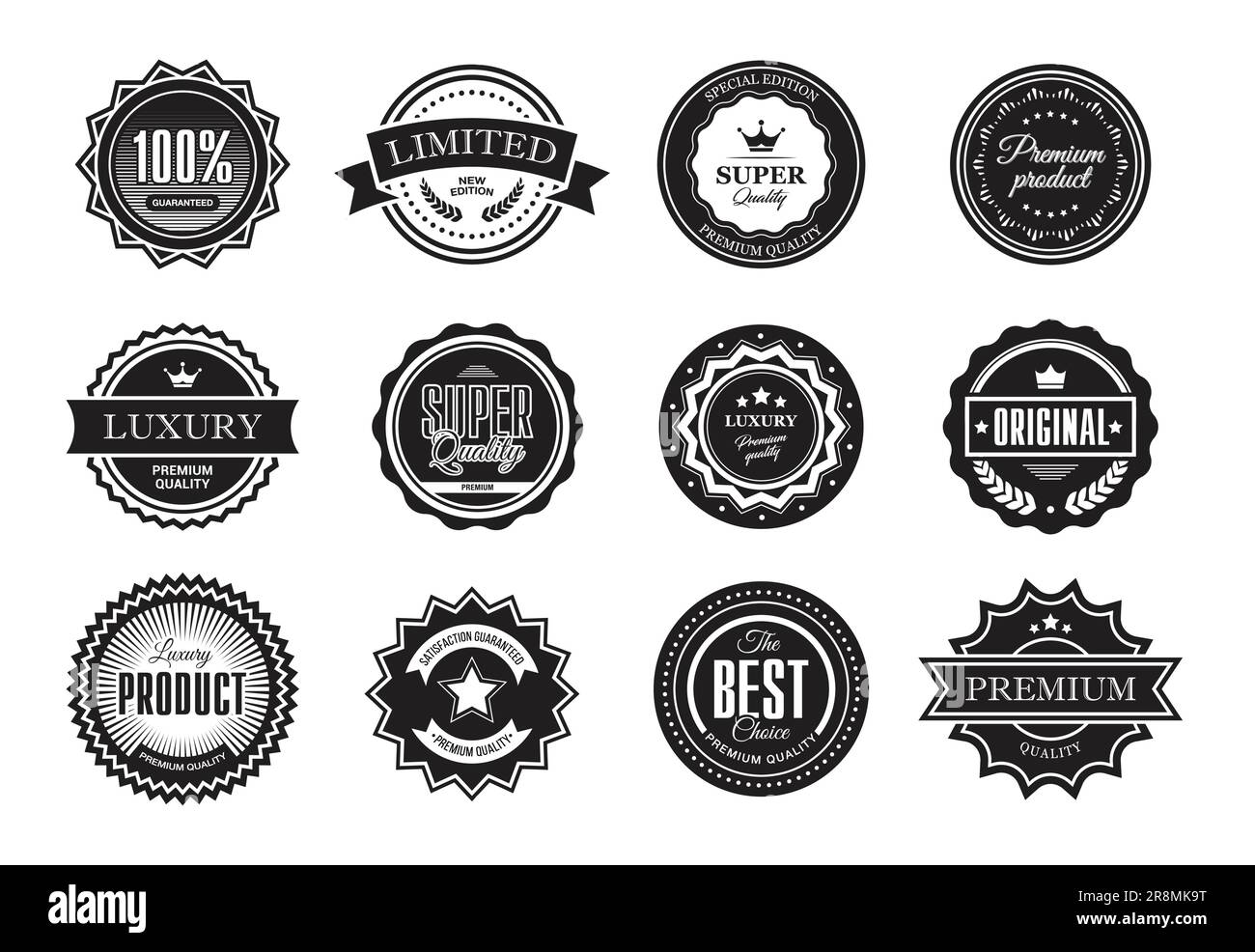 Premium quality monochrome badges Stock Vector