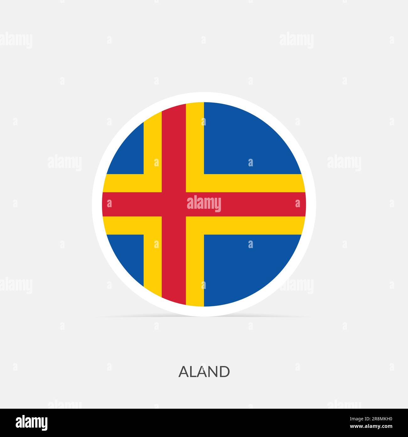 Aland round flag icon with shadow. Stock Vector