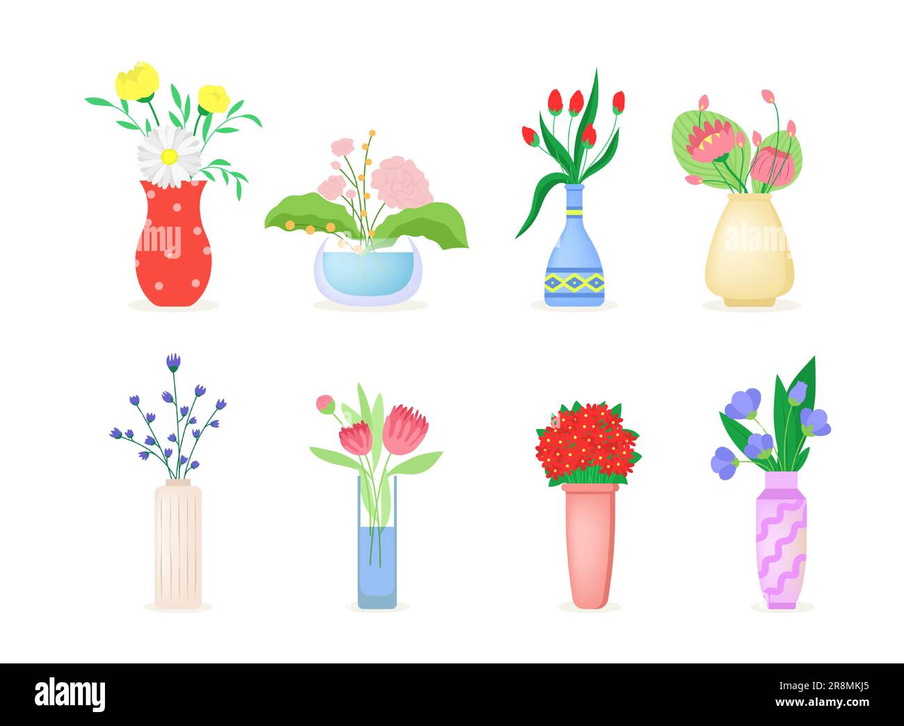 Bouquet of flowers flat icon collection Stock Vector Image & Art - Alamy