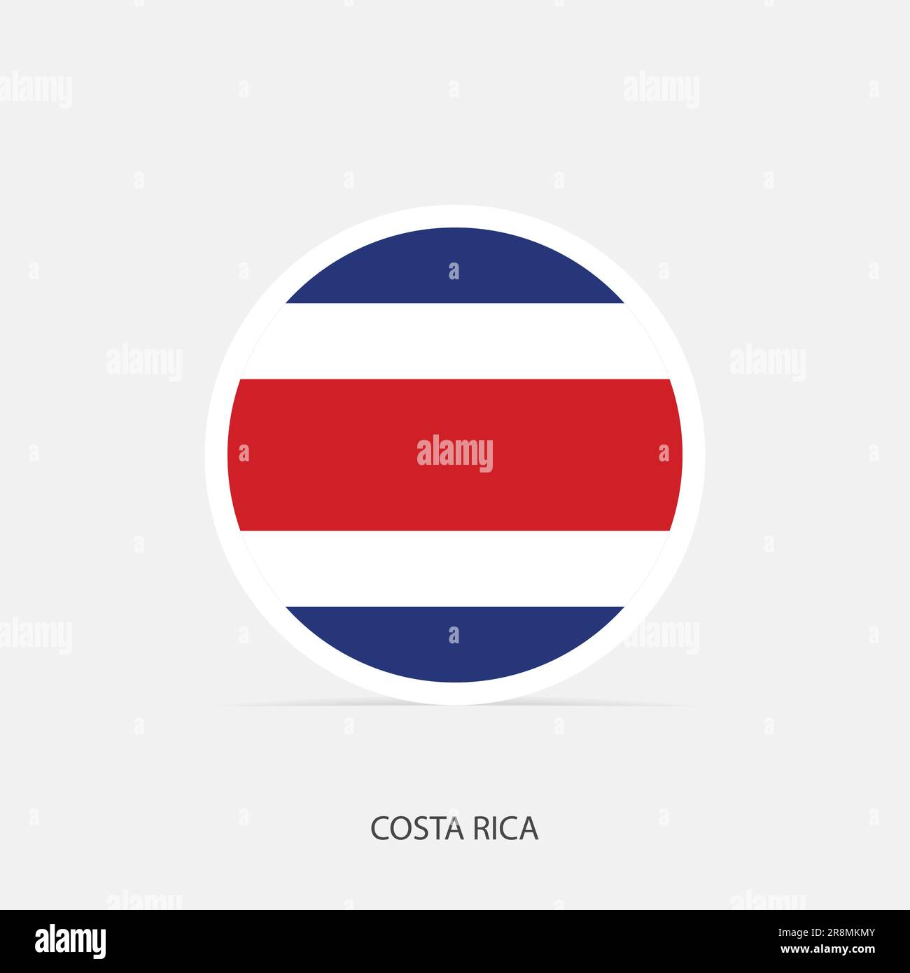 Costa Rica round flag icon with shadow. Stock Vector