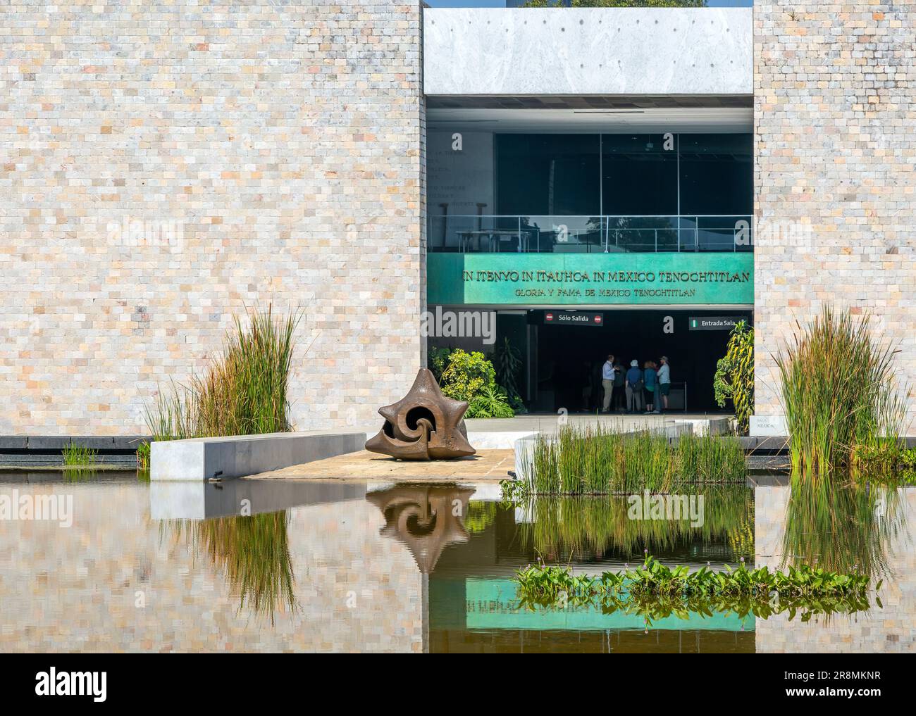 Entrance of Tenochtitlan gallery reflected in water, courtyard National