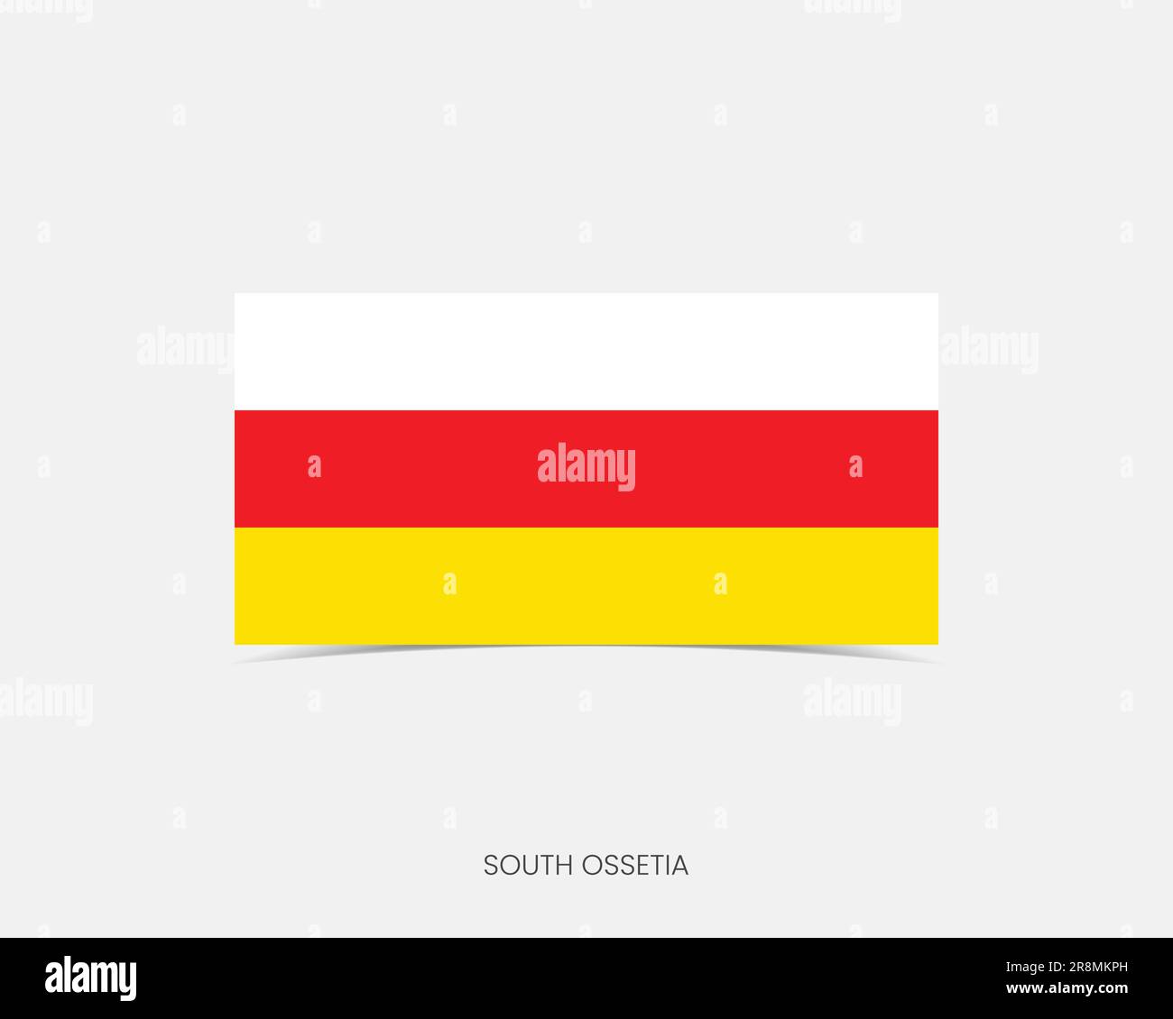 South Ossetia Rectangle flag icon with shadow. Stock Vector