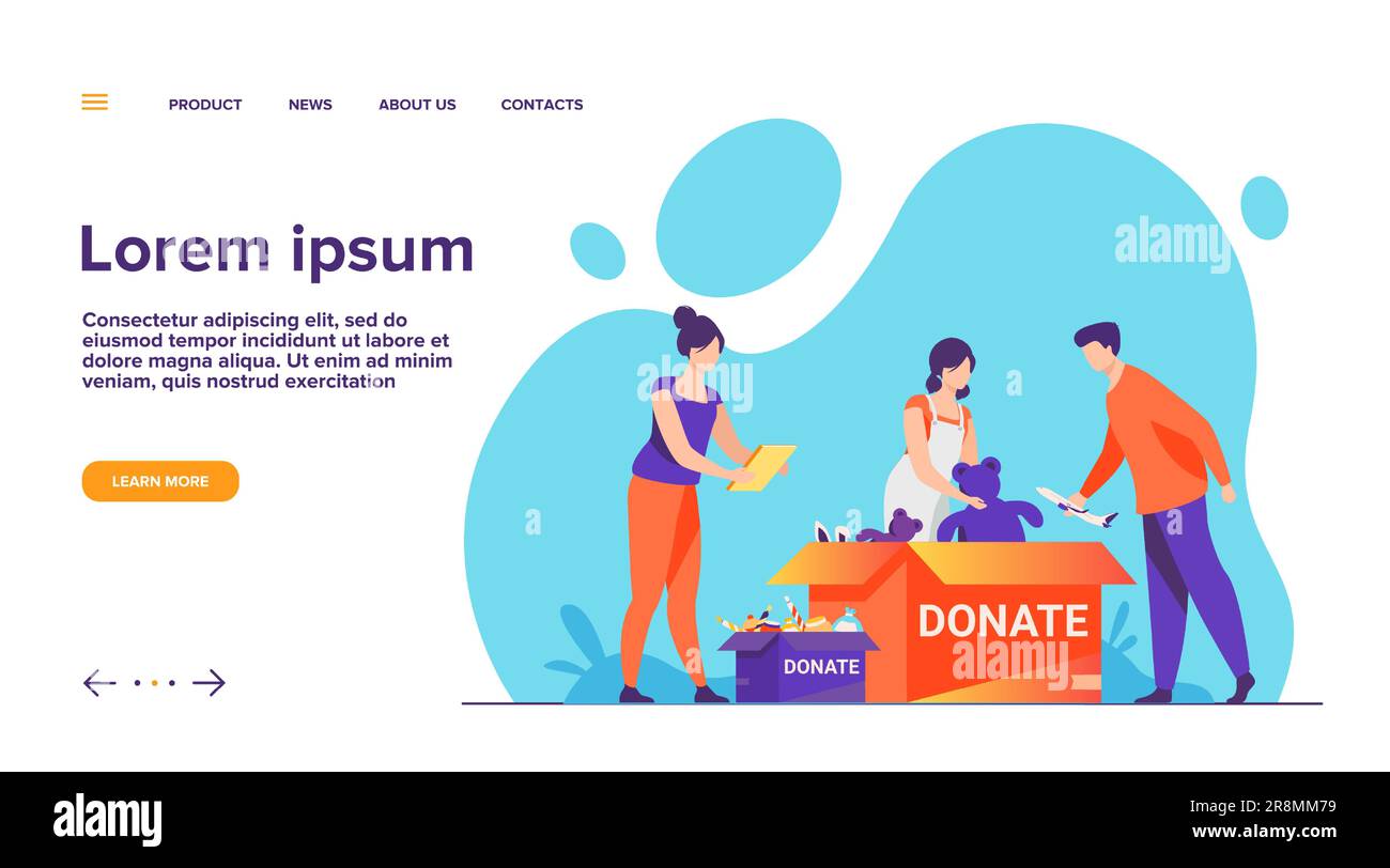 Volunteers packing donation boxes Stock Vector