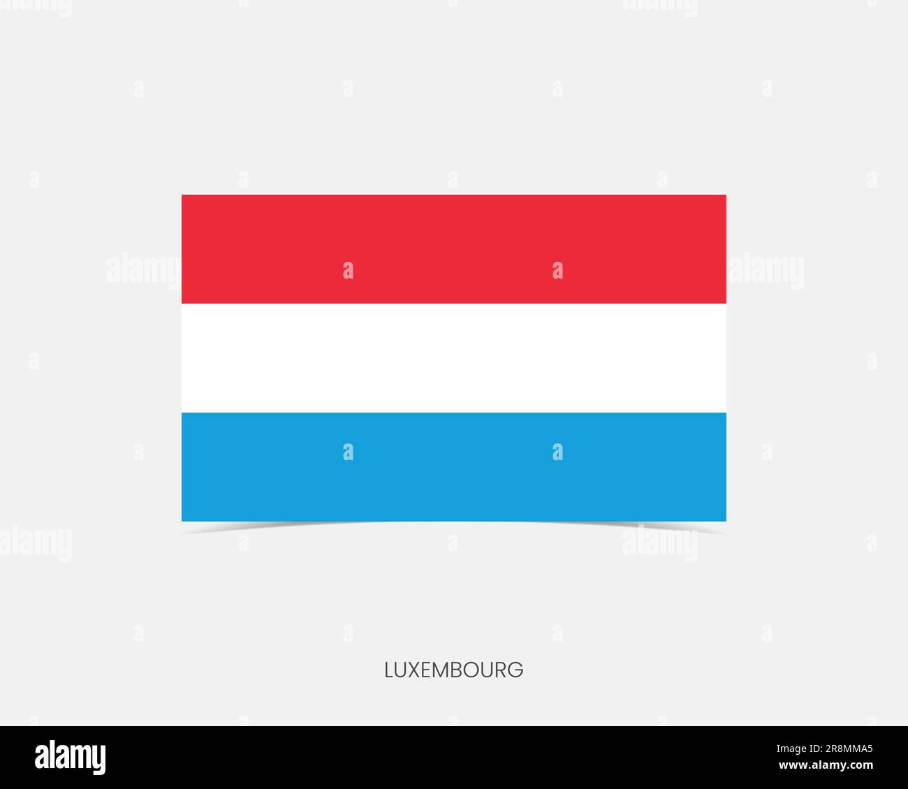 Luxembourg Rectangle flag icon with shadow. Stock Vector