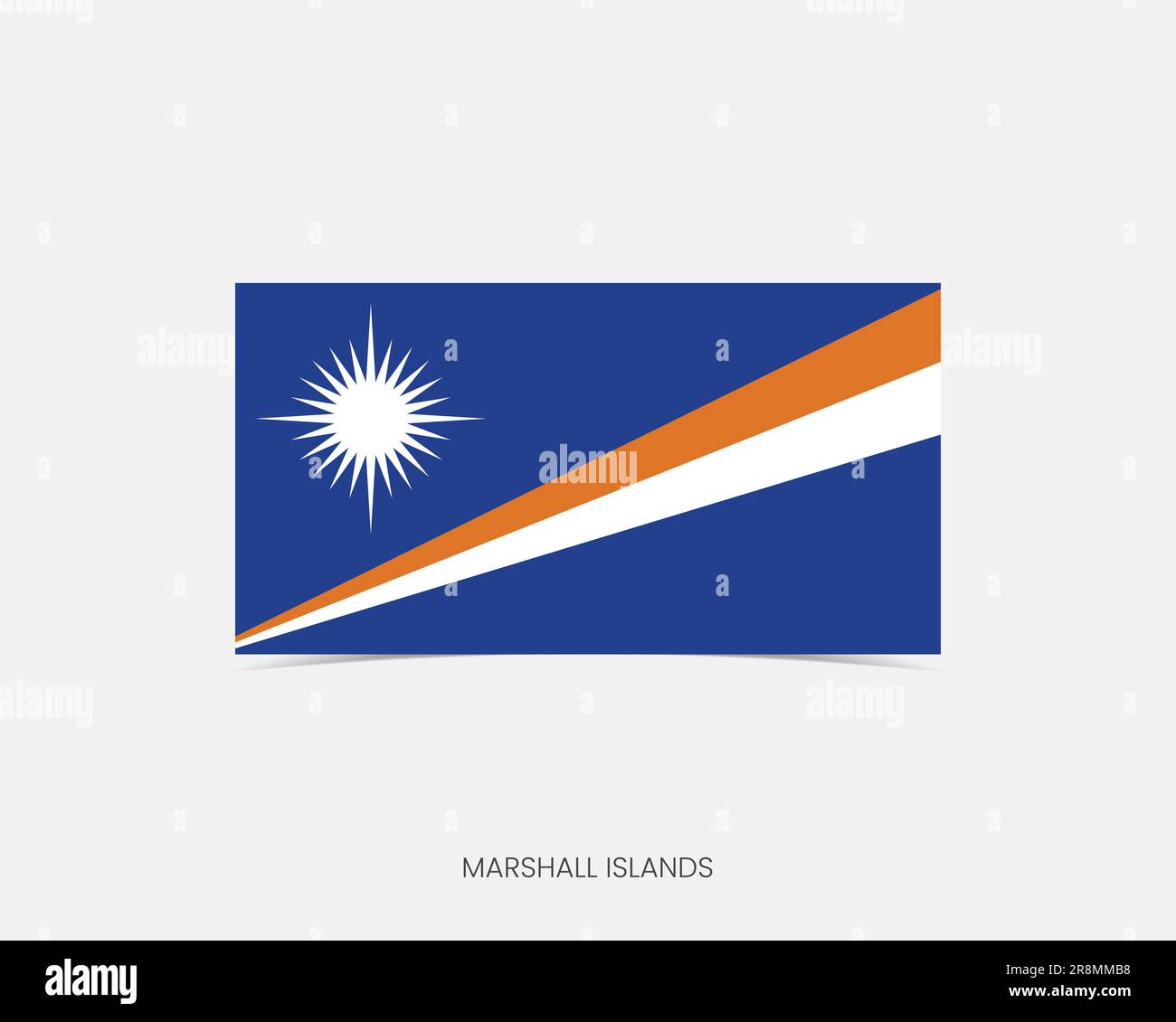 Marshall Islands Rectangle flag icon with shadow. Stock Vector