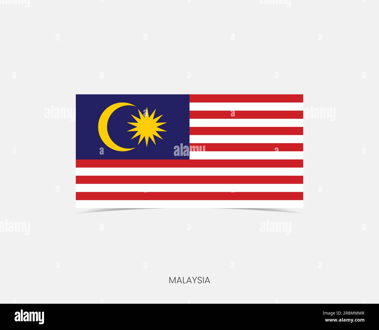 Malaysia Rectangle flag icon with shadow. Stock Vector