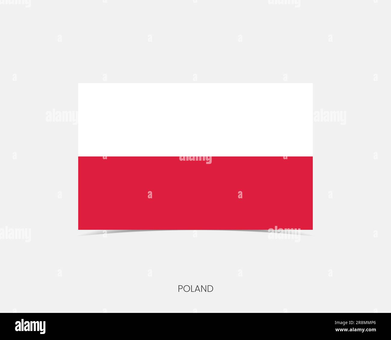 Poland Rectangle flag icon with shadow. Stock Vector