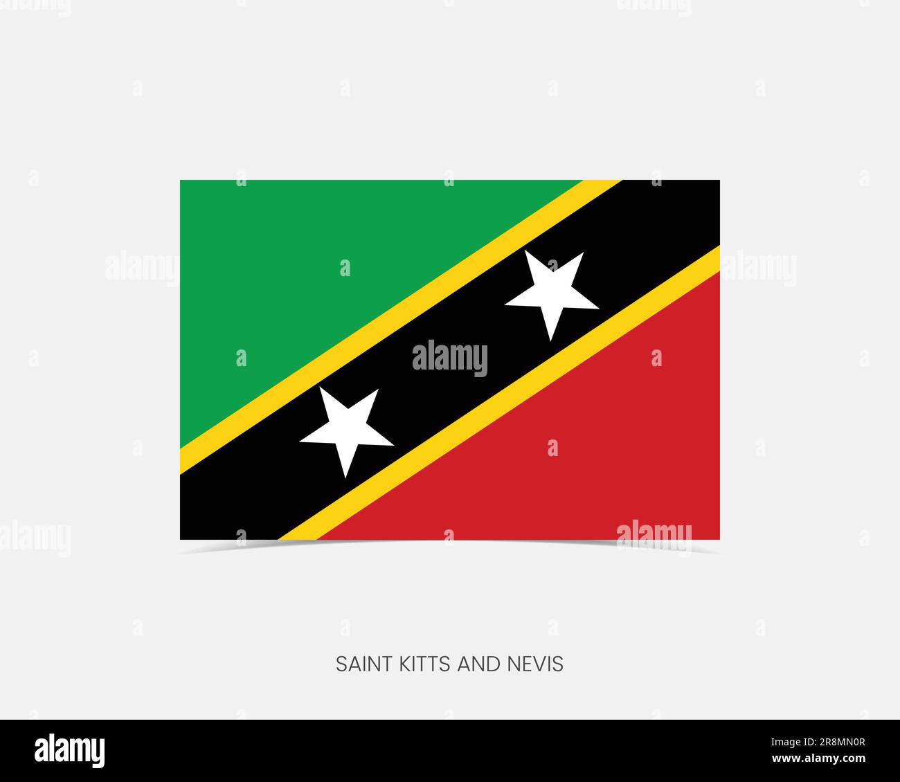 Saint Kitts & Nevis Rectangle flag icon with shadow Stock Vector Image ...