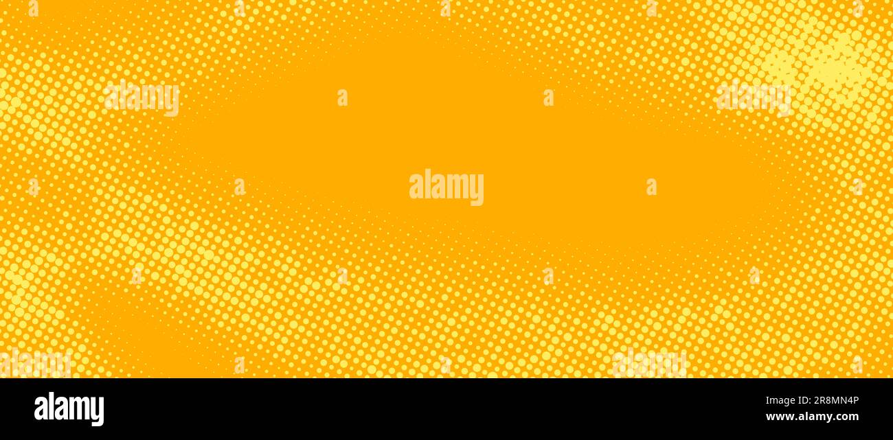 Yellow halftone background. Retro comic grain texture. Pixelated dots