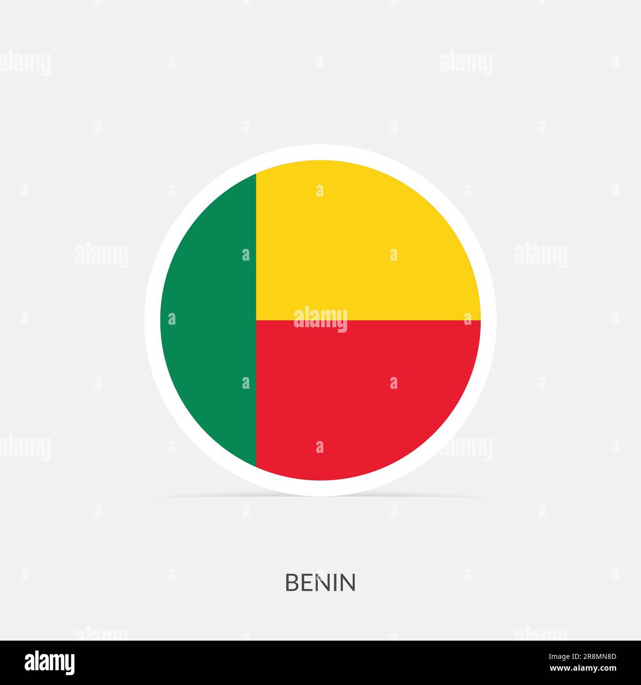 Benin Round Flag Icon With Shadow Stock Vector Image Art Alamy