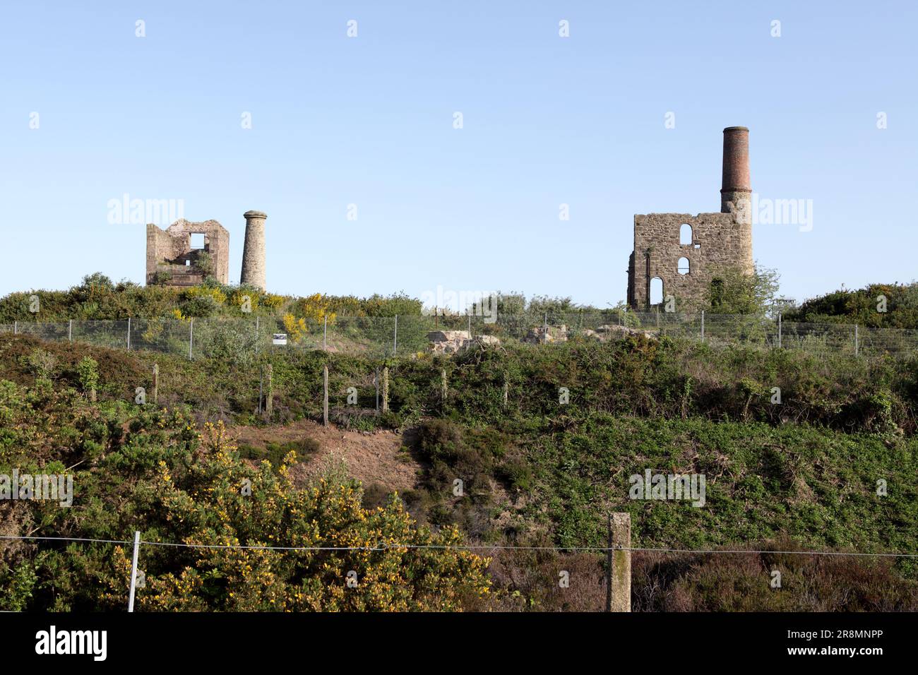 The remnants of Cook's Kitchen Mine in Brea, Cornwall. Stock Photo