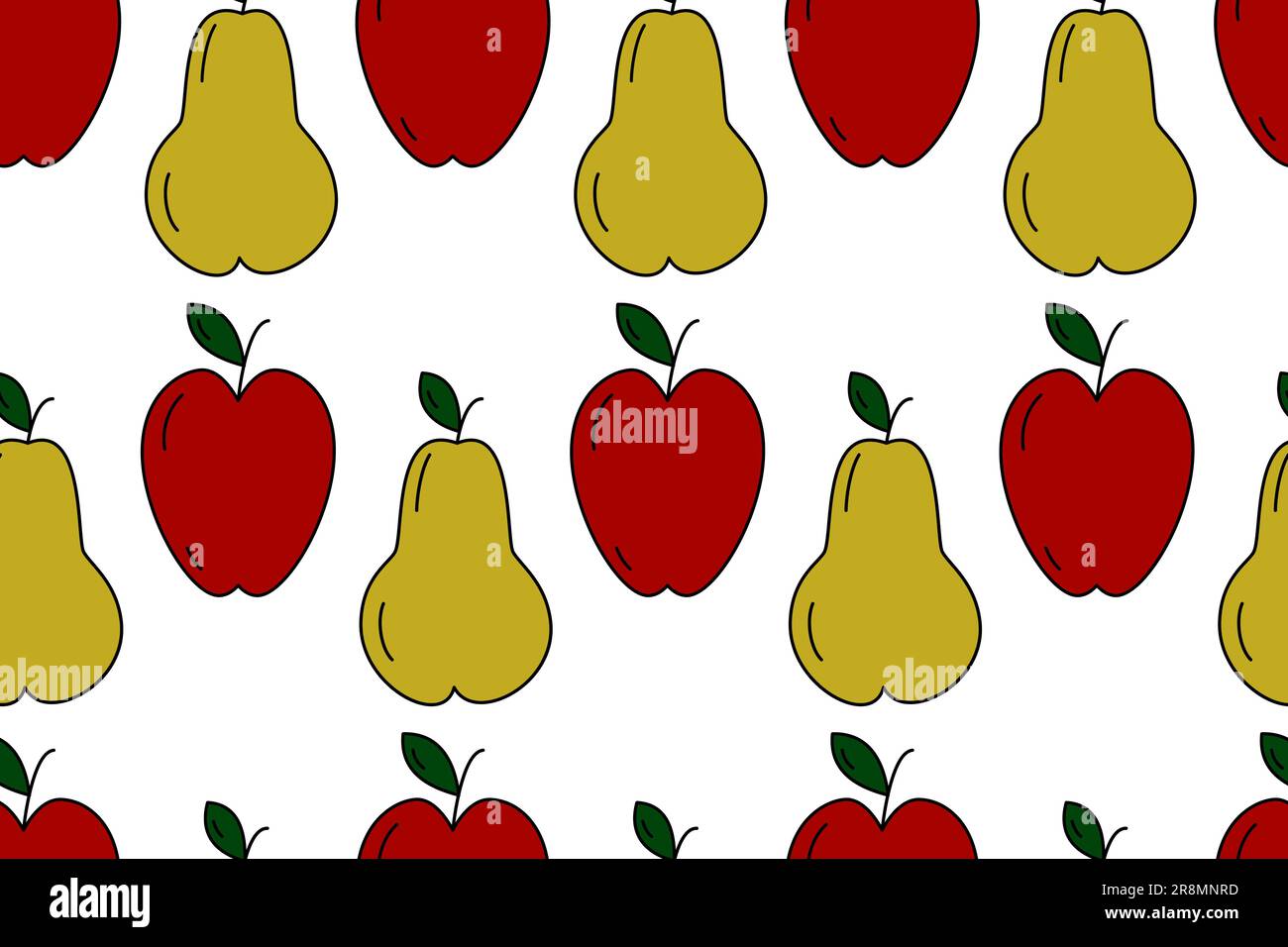 Endless pattern of seasonal fruits apple and pear. Isolate. Happy Thanksgiving day. Vector. EPS. Design for wrapping, wallpaper, poster, banner, broch Stock Vector