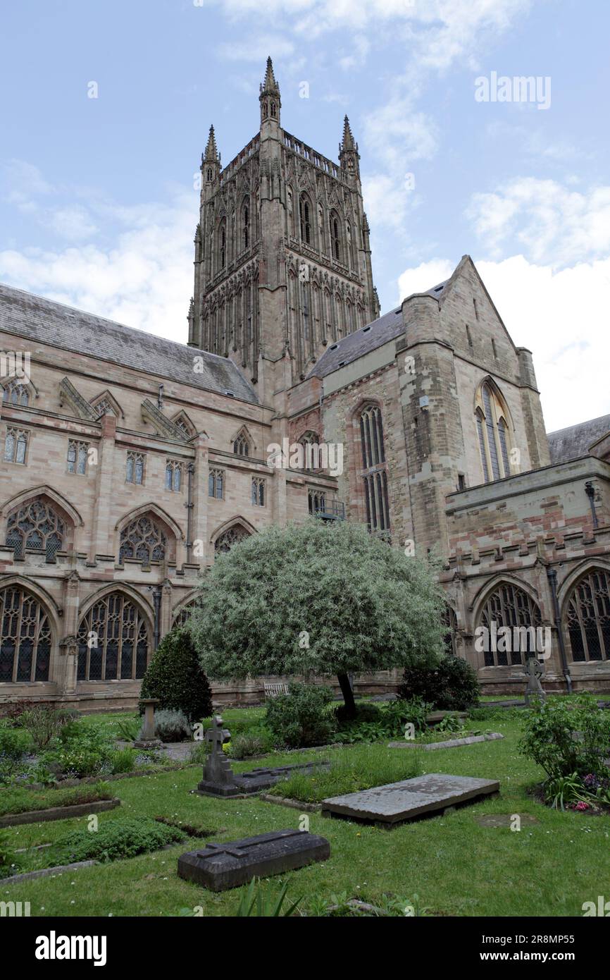 The interior garden at Worcester Cathedral. Stock Photo