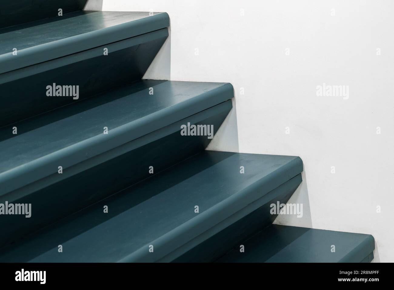 Empty blue stairway and white wall, abstract architectural background photo Stock Photo