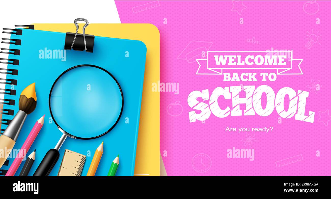 Back to school text vector design. School welcome greeting typography ...