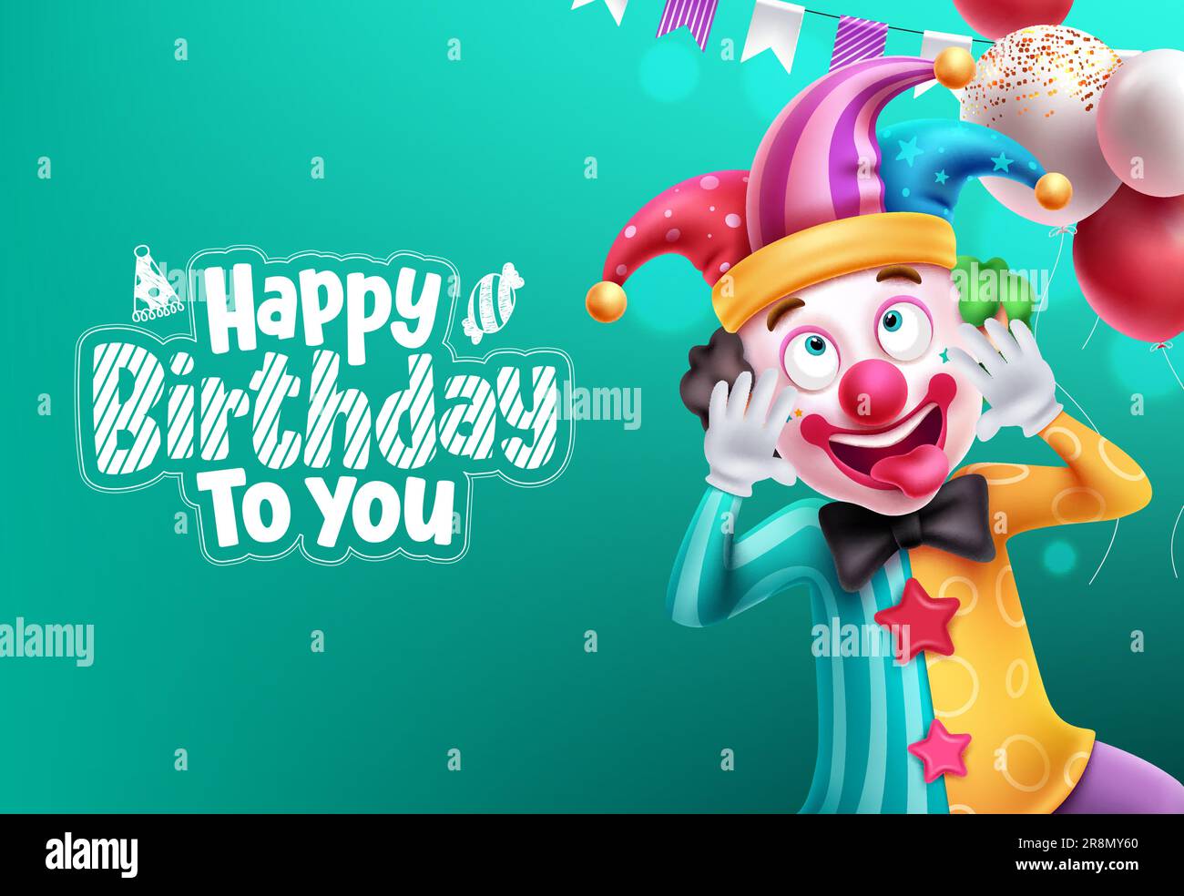 Happy birthday text vector design. Birthday greeting card with funny