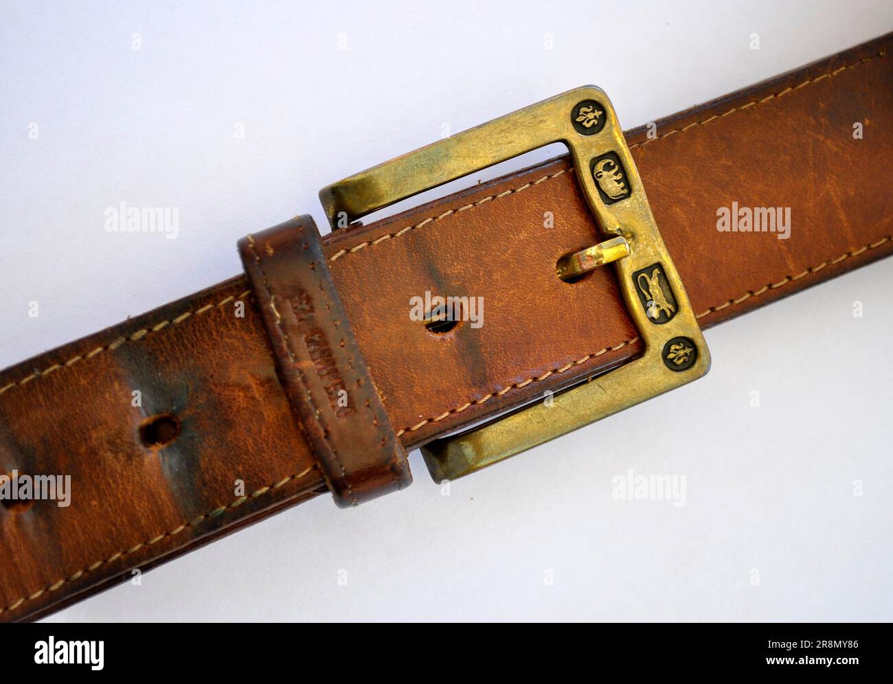 Leather belt, belt tighten Stock Photo Alamy