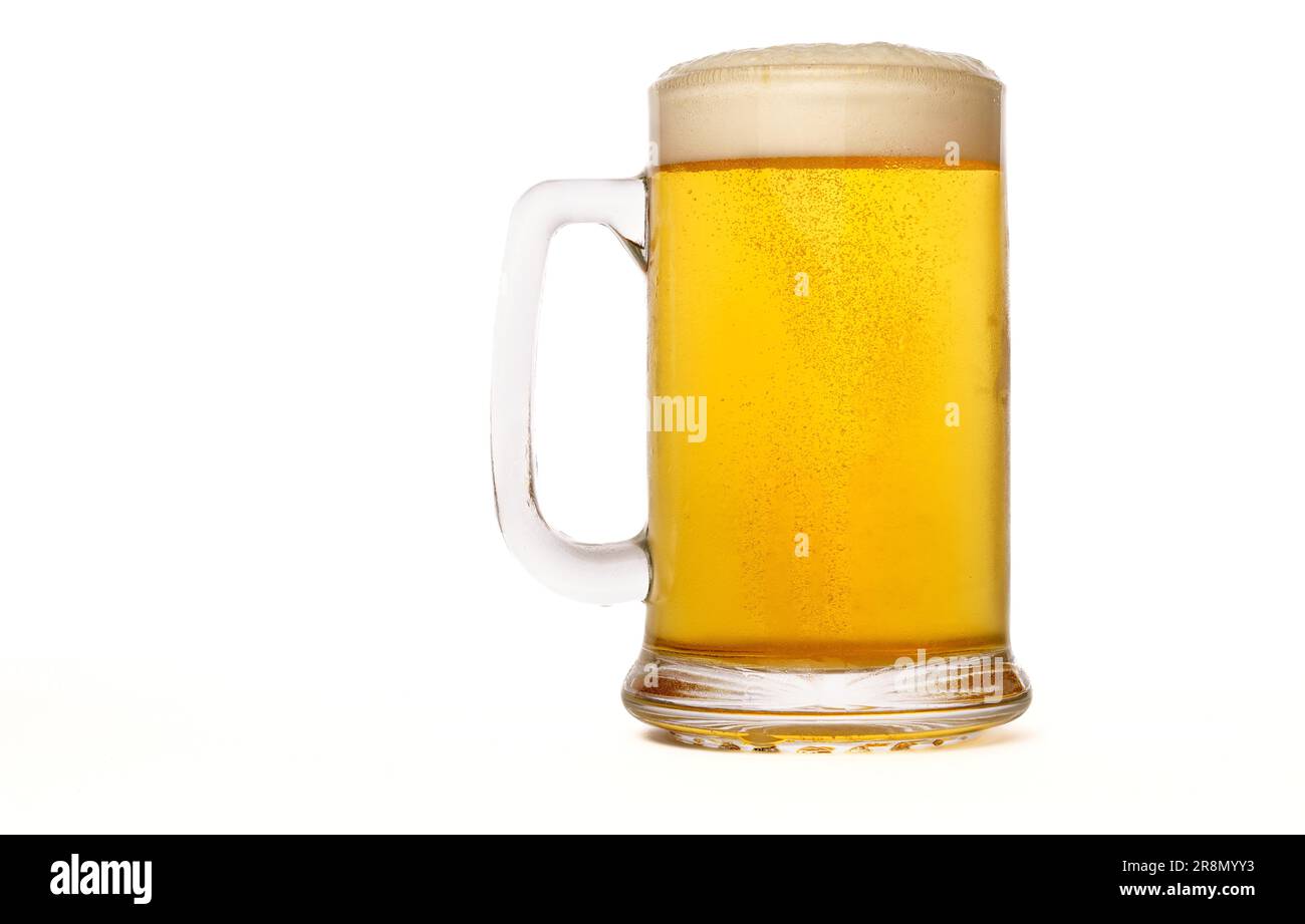 Fresh beer mug isolated on white background Stock Photo