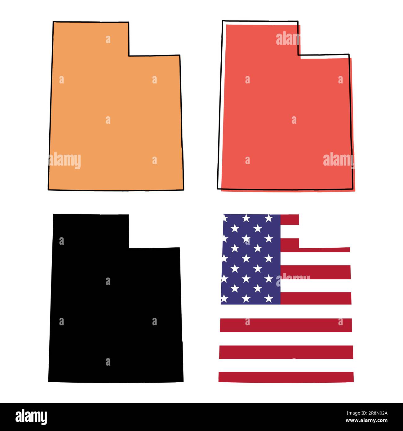 Set of Utah map shape, united states of america. Flat concept icon ...
