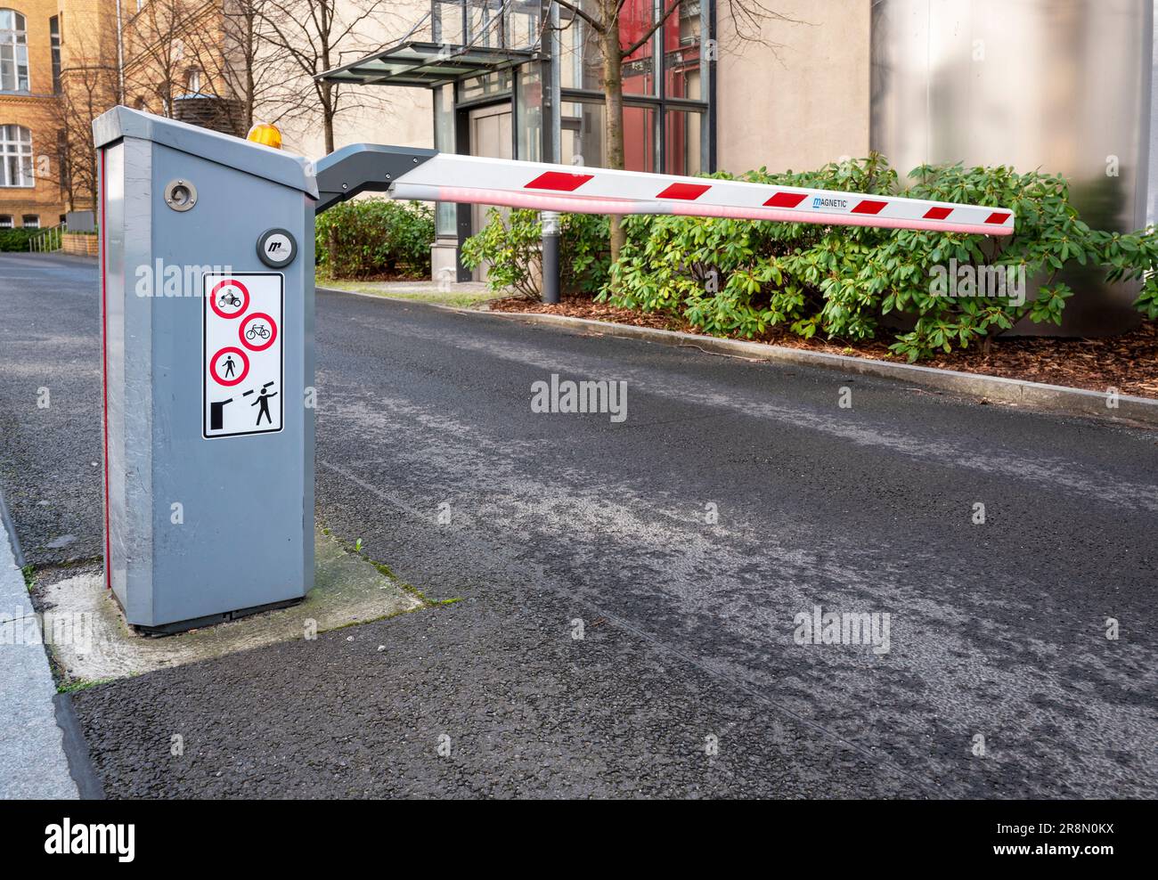 Fully Automatic Barrier In Front Of A Driveway, Berlin, Germany Stock Photo