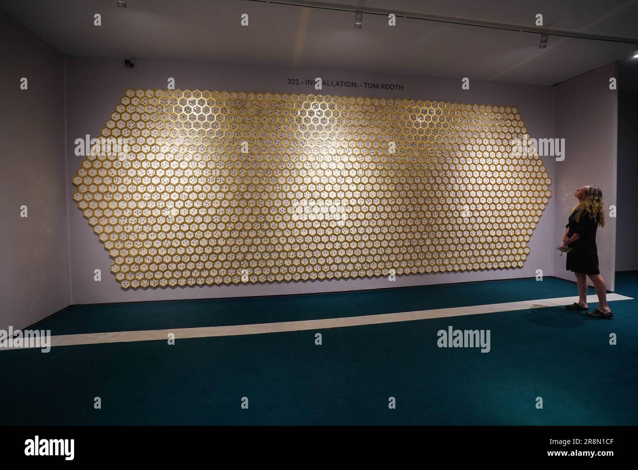 London UK. 22 June 2023 Honeycomb, Handmade, hand-drawn galzed and ...