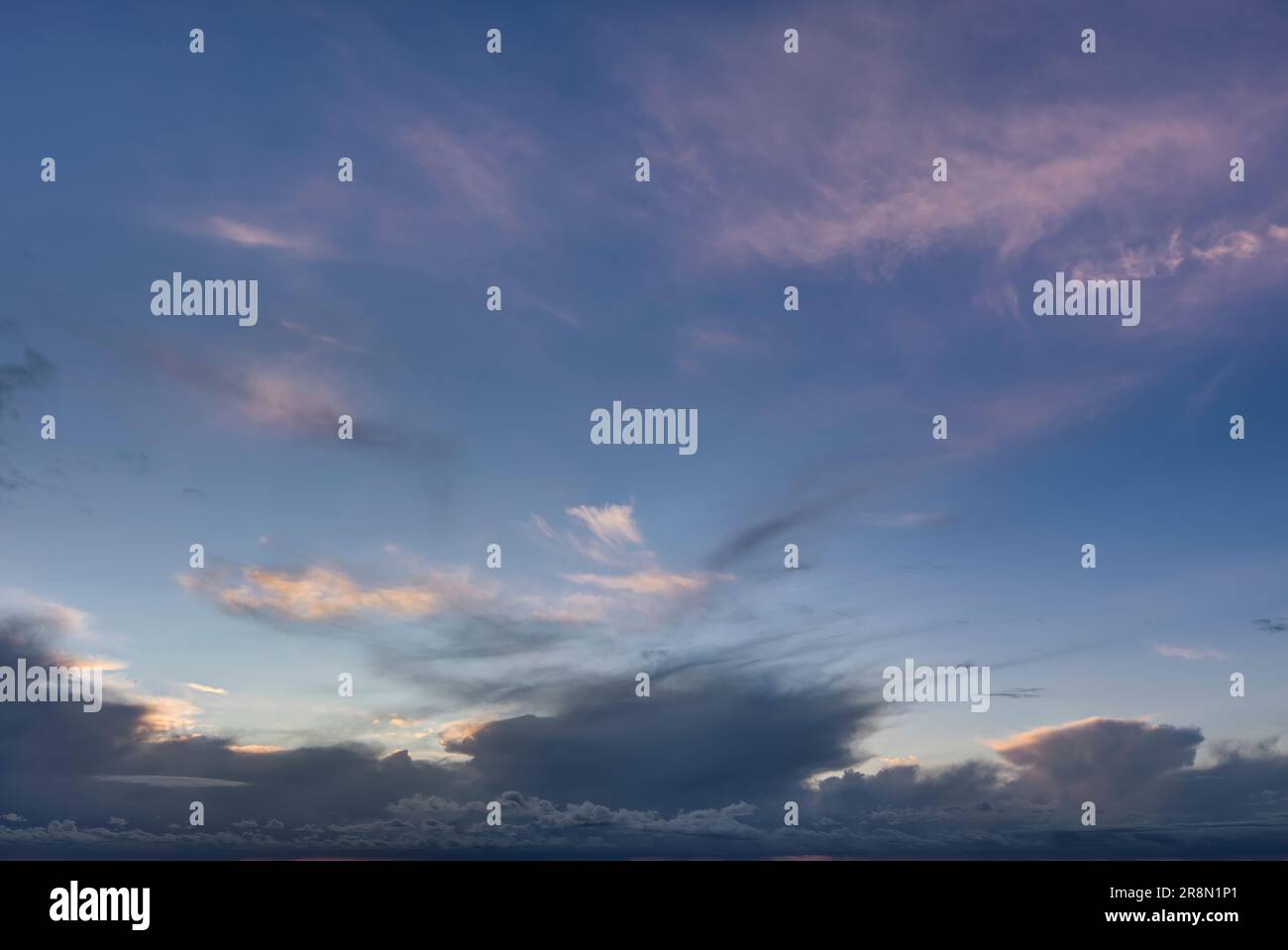 Sunset sky background overlay. Ideal for sky replacement, screen saver or any other application Stock Photo