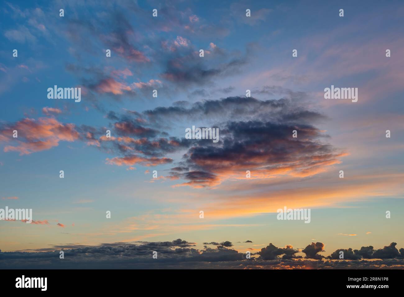 Sunset sky background overlay. Ideal for sky replacement, screen saver or any other application Stock Photo