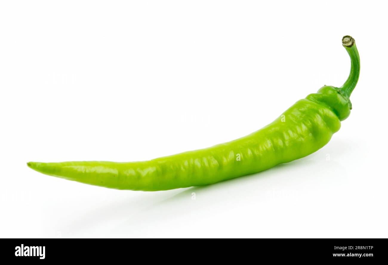 Green Chili Pepper Isolated on White Background Stock Photo Alamy