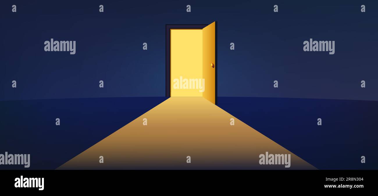 Open door concept. Waiting room lobby entrance with gate and corridor