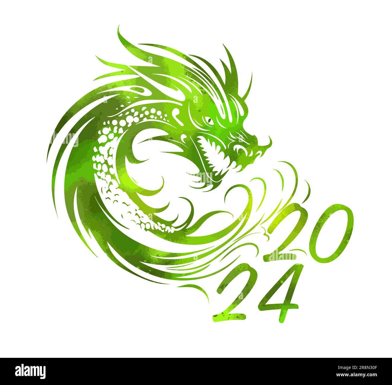 Symbol of Happy Chinese New Year 2024 green Dragon. Symbol of 2024