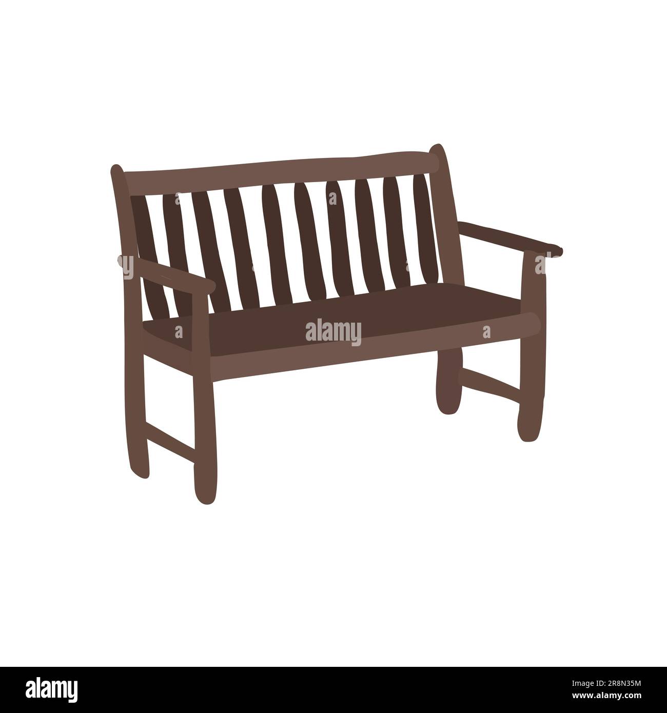 Wooden bench illustration. Cute childish Park bench. Flat style wooden