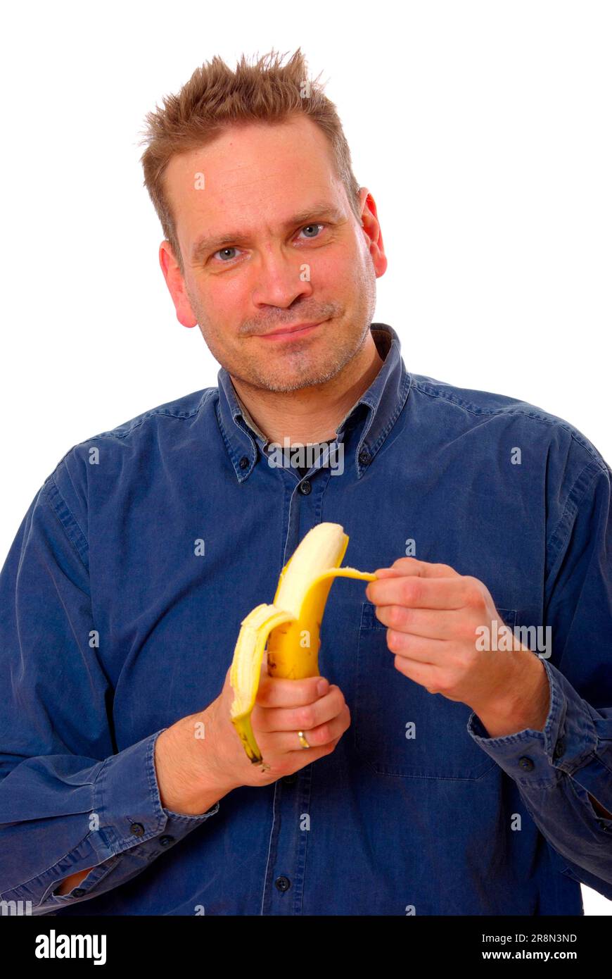 Man with banana, peel Stock Photo Alamy