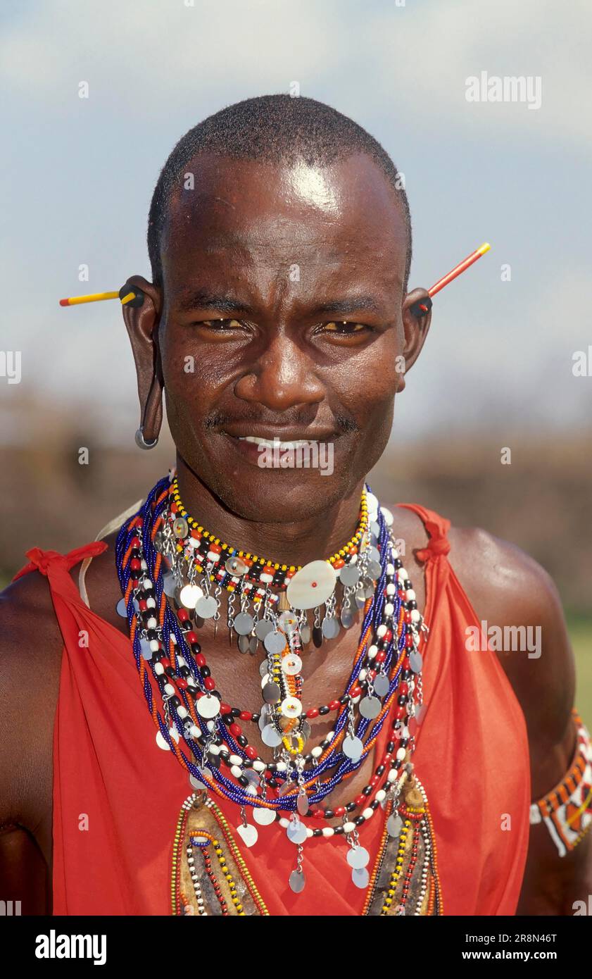 Maasai with ear jewellery, Kenya, East Africa Stock Photo - Alamy