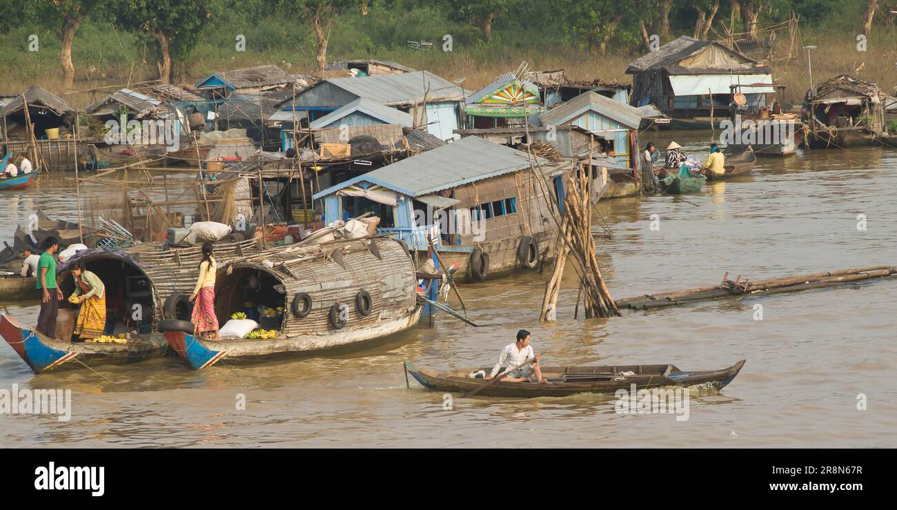 Floating Village, Lake Tonle Sap near Siem Reap, Cambodia Stock Photo